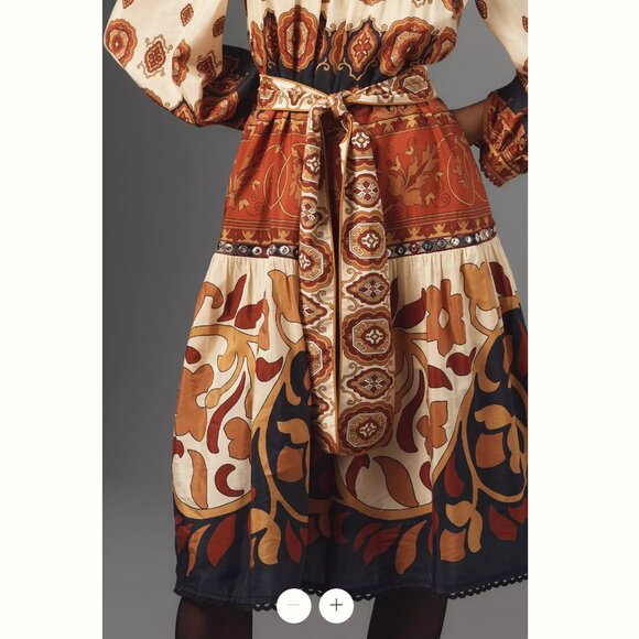 FARM Rio Ainika Tiles Belted Midi Dress, Cream/Red, NWT - Picture 8 of 15